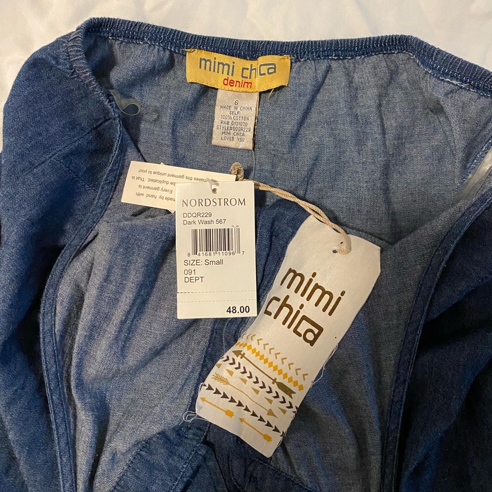 Denim halter backless summer dress - Picture 3 of 4